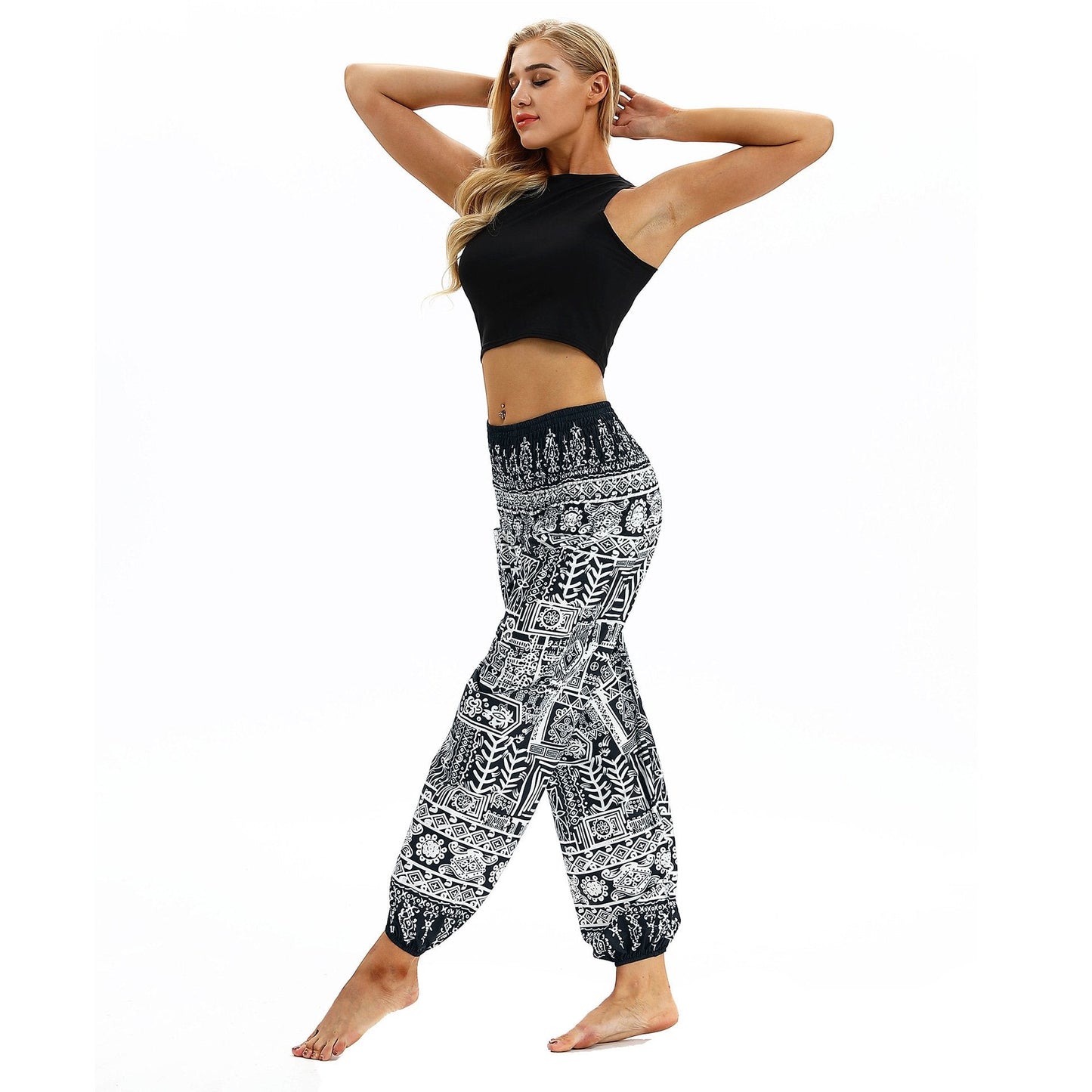 Totem print Women's Casual Light Lantern Dance Pants Popular In Autumn Yoga Loose Pants