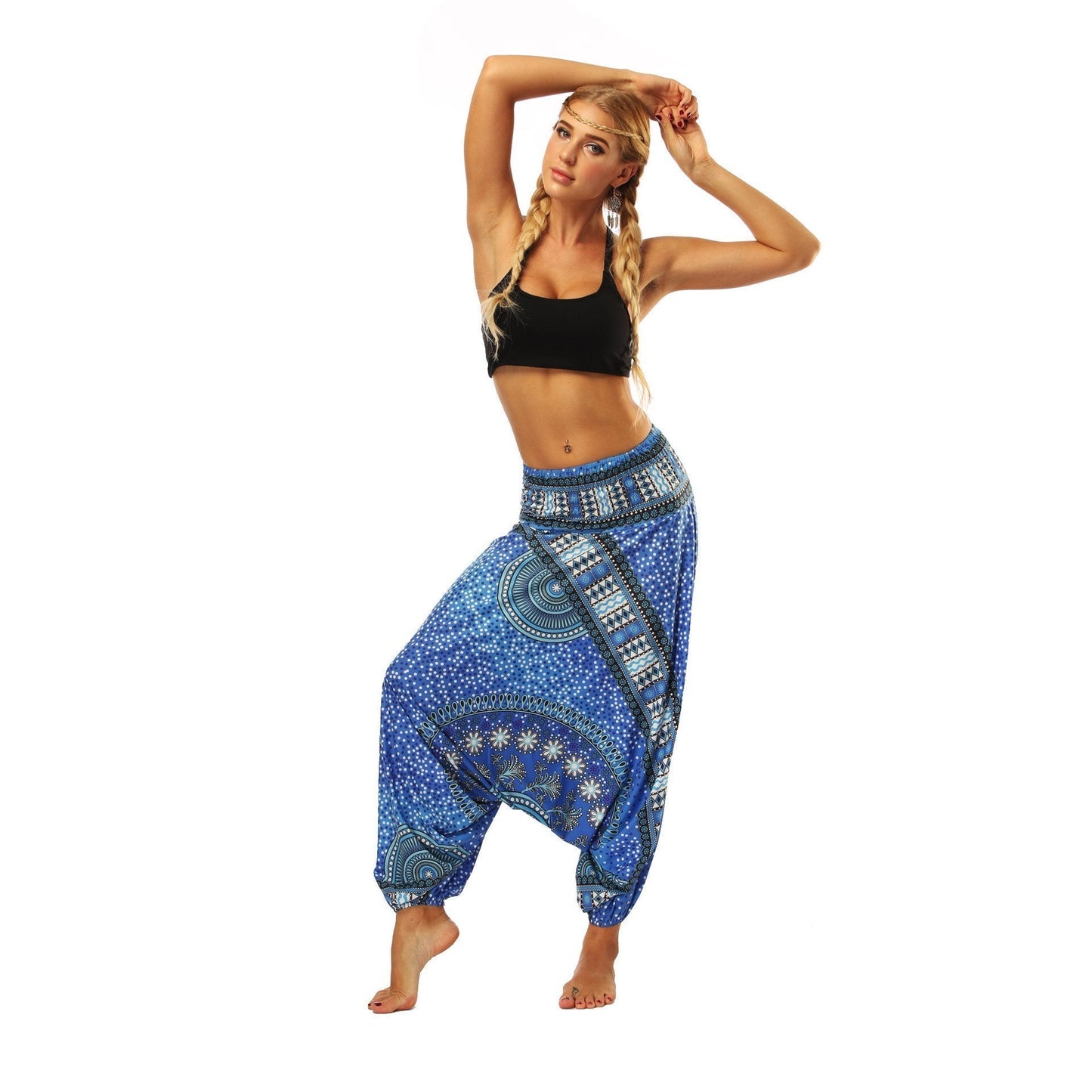 National Wind Style Digital Print Loose Women's Fitness Yoga Pants Leisure Lantern Yoga Pants