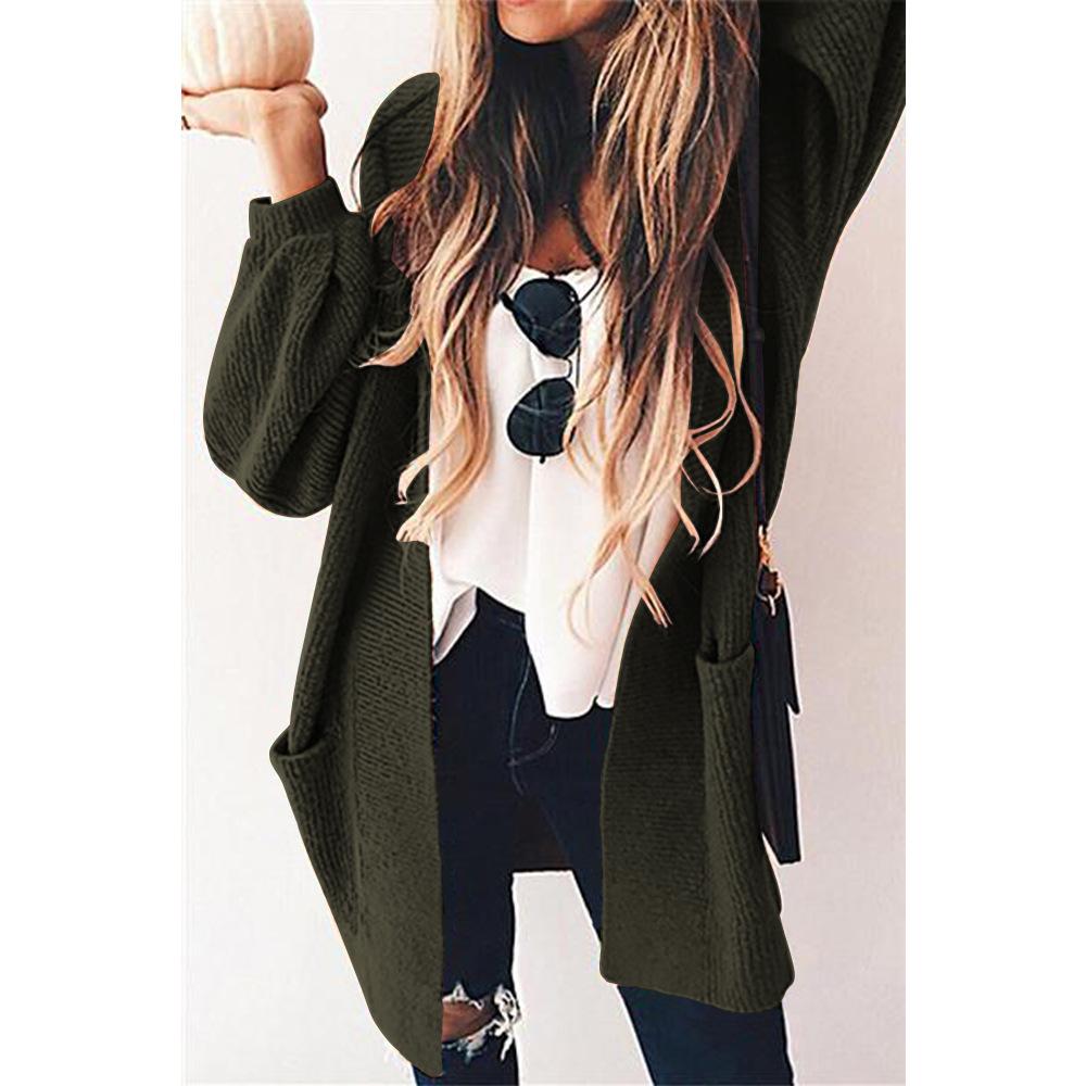 Casual Solid Color Knitted Cardigan Sweater