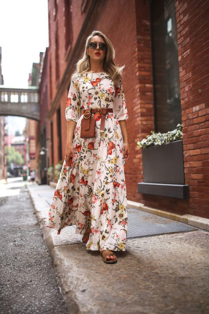 Floral Print Round Neck Bohemia Maxi Dress