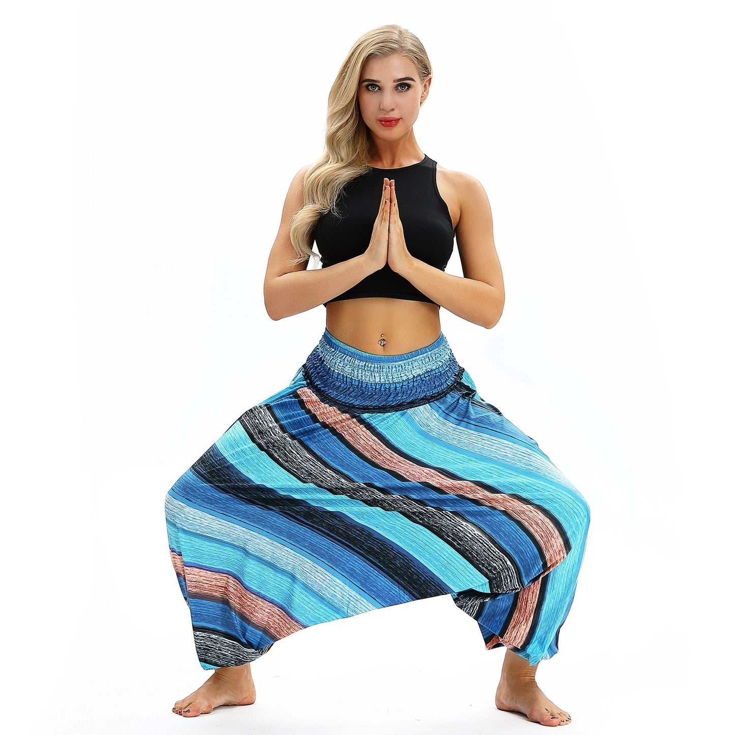 Cross-border New Digital Print Women's Fitness Yoga Pants Leisure Loose European and American Lantern Pants Women's Fashion Wholesale.