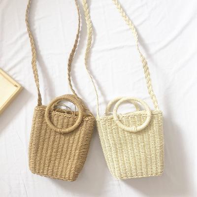 Vintage Ring Paper Rope Handbag Square Straw Bag Beach Bag