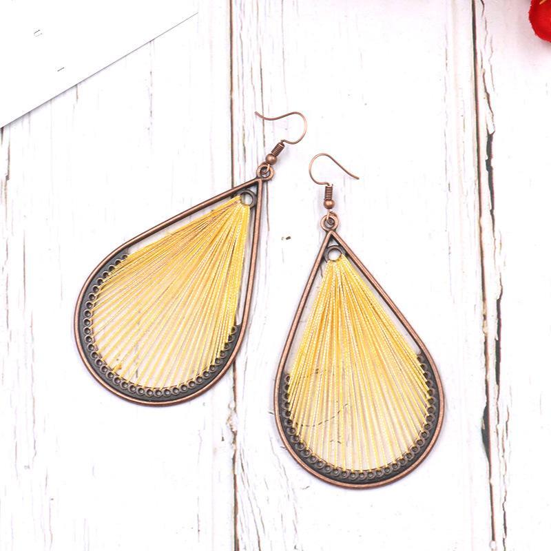 Bohemian folk style handmade silk earrings exaggerated personality drop earrings