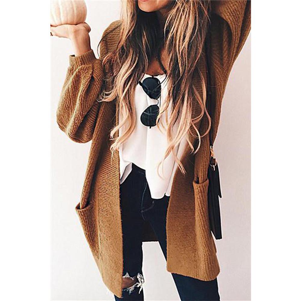 Casual Solid Color Knitted Cardigan Sweater