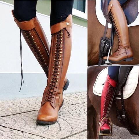 Low Heel Solid Color Winter High Riding Boots