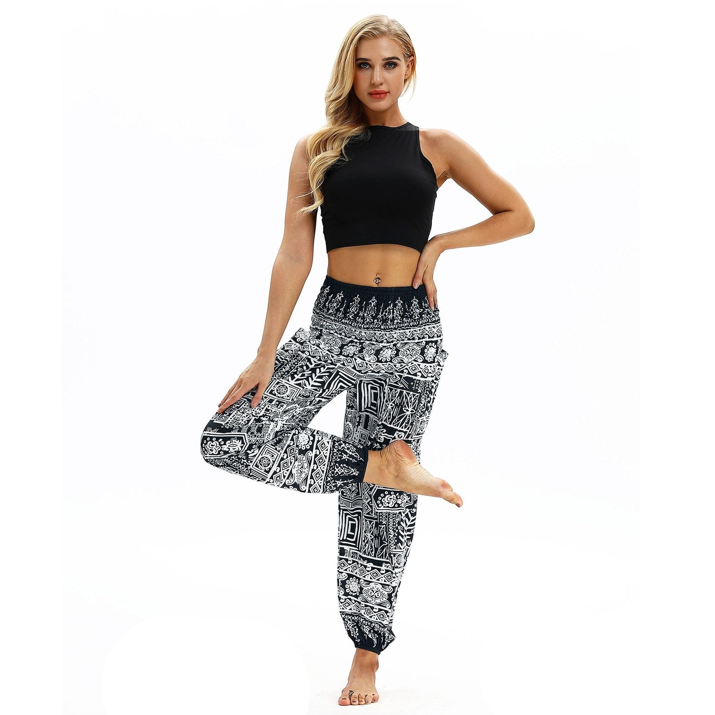 Totem print Women's Casual Light Lantern Dance Pants Popular In Autumn Yoga Loose Pants