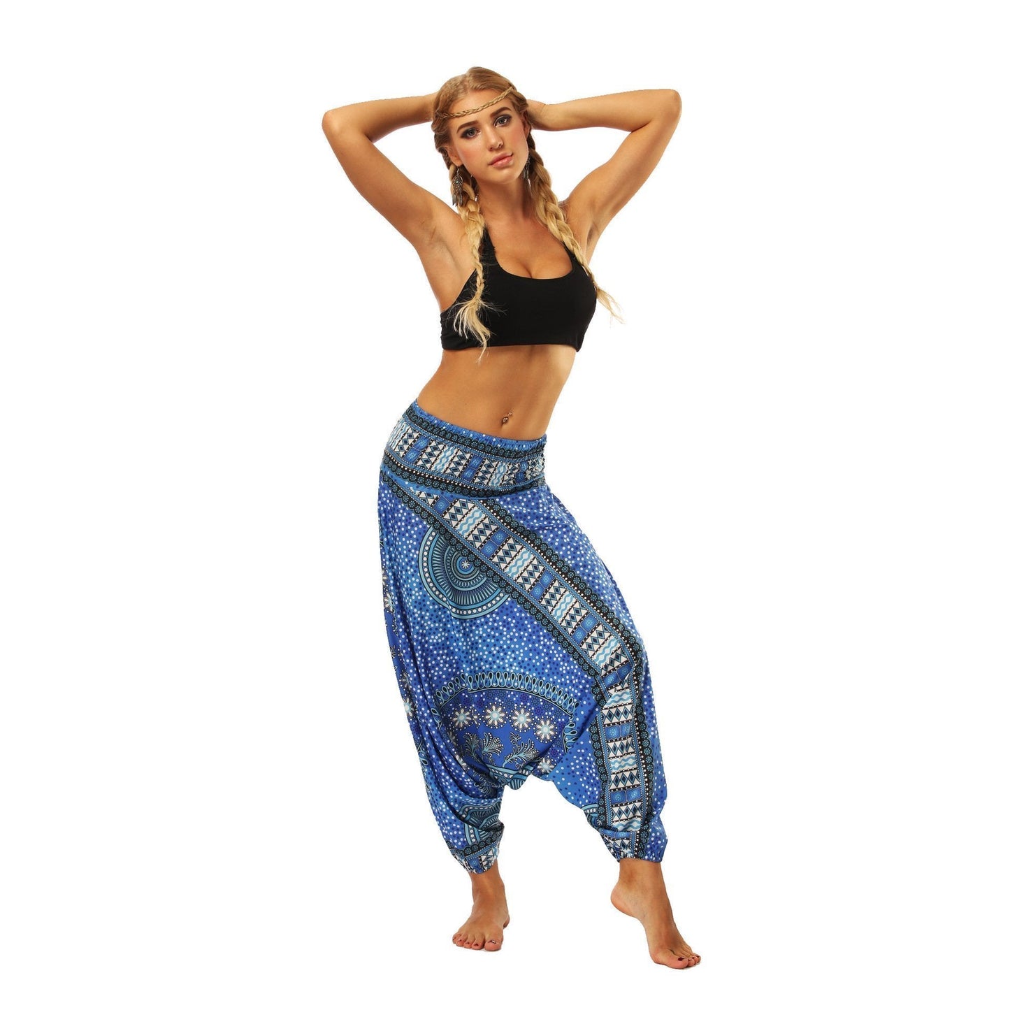 National Wind Style Digital Print Loose Women's Fitness Yoga Pants Leisure Lantern Yoga Pants