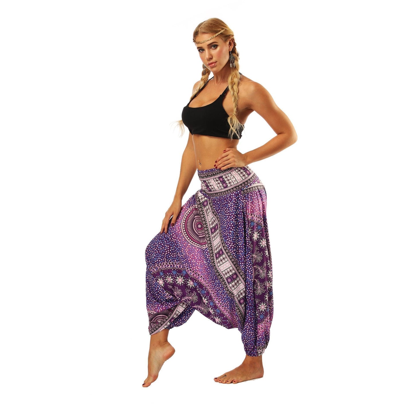 National Wind Style Digital Print Loose Women's Fitness Yoga Pants Leisure Lantern Yoga Pants