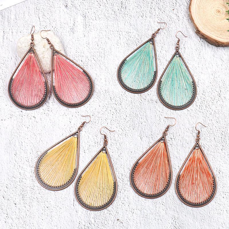 Bohemian folk style handmade silk earrings exaggerated personality drop earrings