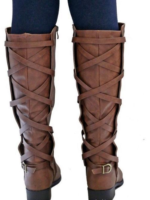 Belt Buckle Back Strap Long Tube Martin Boots