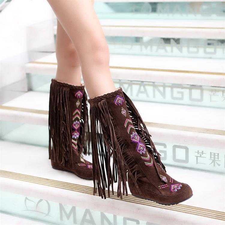 National Style Casual Tassel Bottom Increased Boots