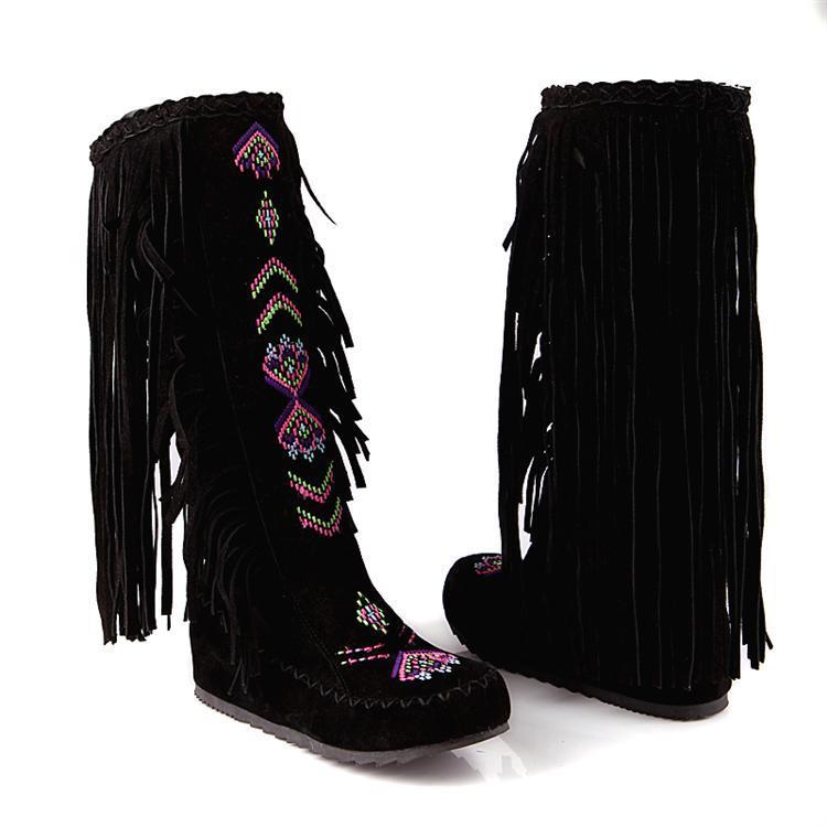 National Style Casual Tassel Bottom Increased Boots