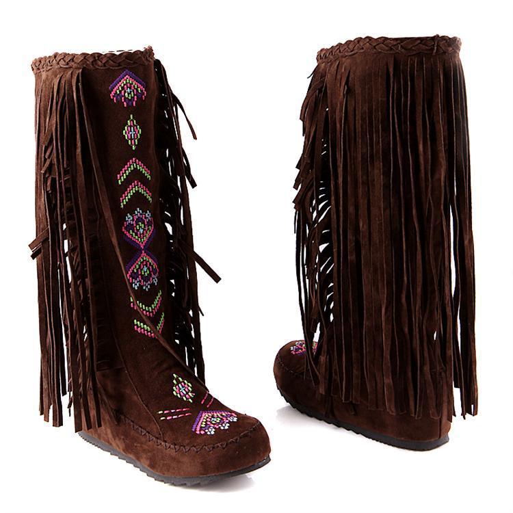 National Style Casual Tassel Bottom Increased Boots