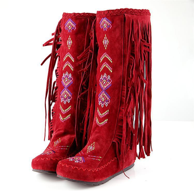 National Style Casual Tassel Bottom Increased Boots