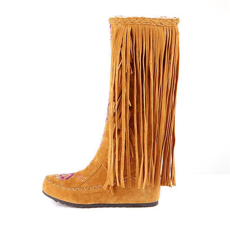 National Style Casual Tassel Bottom Increased Boots