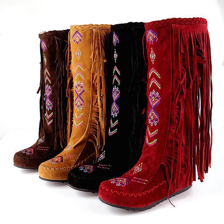 National Style Casual Tassel Bottom Increased Boots