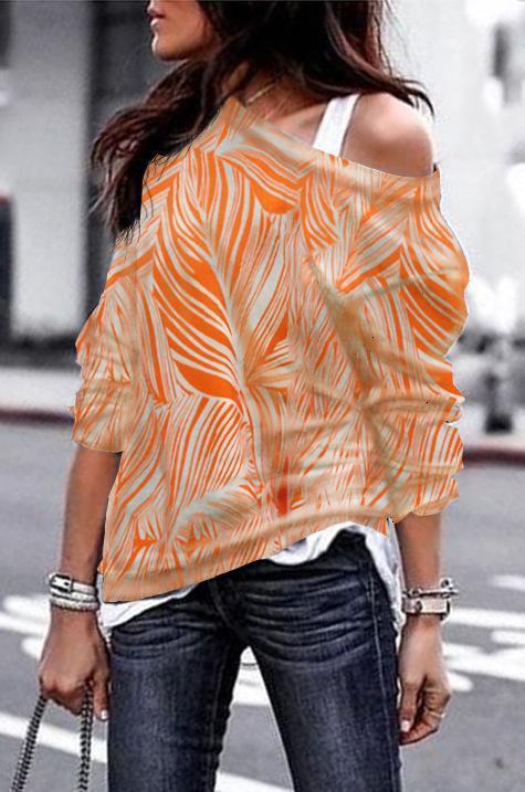 Loose Sloping Shoulder Long Sleeves Pullover Tops