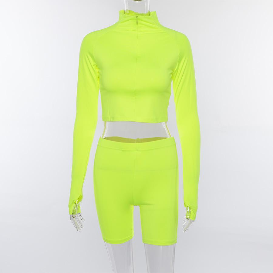 Fashion Fluorescent Color Slim Casual Yoga Sports Suit