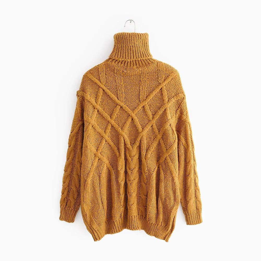 Casual Loose Turtleneck Solid Color Pullover Sweater Jumper