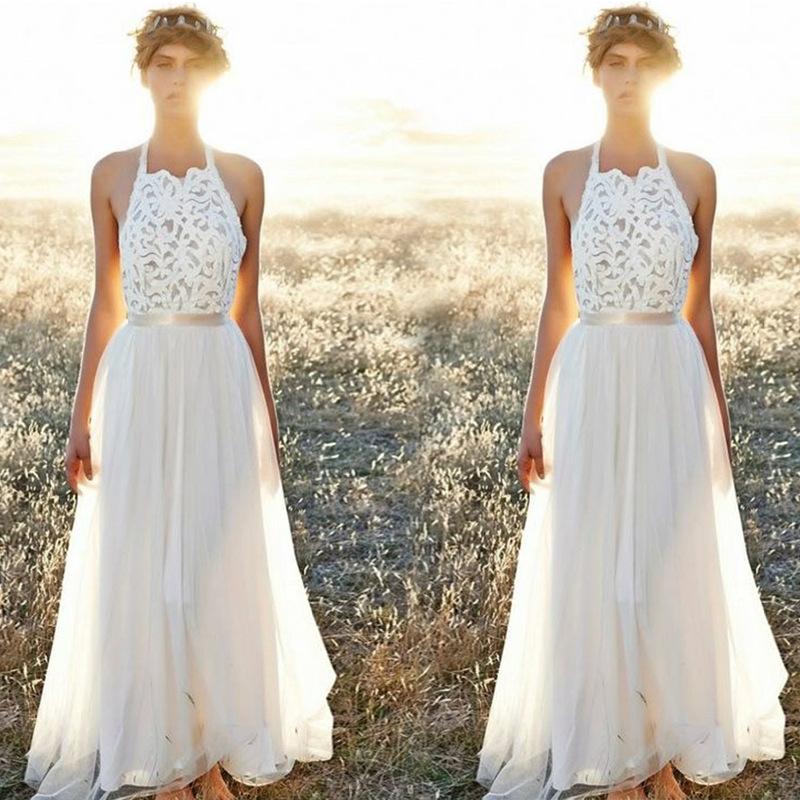 Sexy Lace Wedding Dress Evening Dress Halter Dress