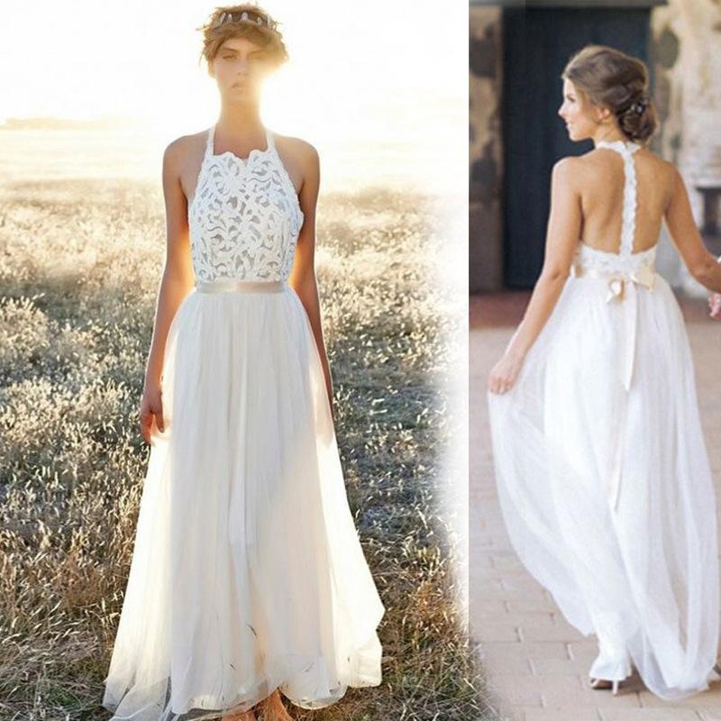 Sexy Lace Wedding Dress Evening Dress Halter Dress