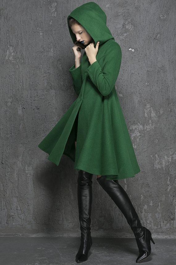 Solid Color Hoods Long Pendulum Slim Slim Fashion Simple Coat