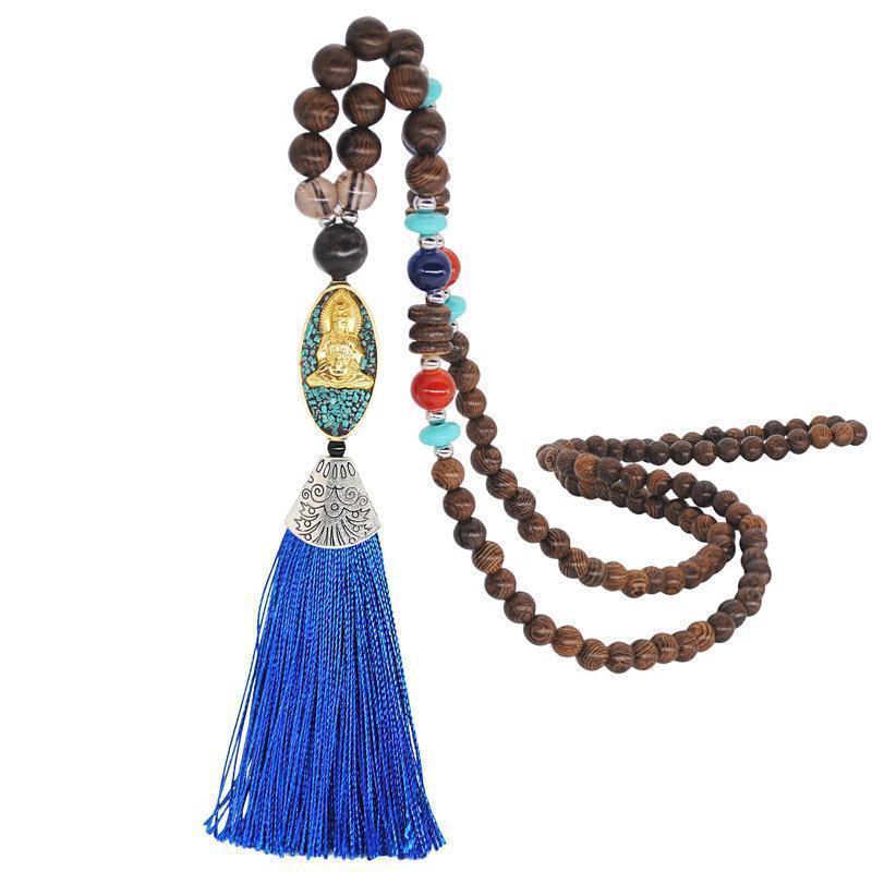 Literary Tassel Necklace Original Beaded Sweater Chain Hemp Cotton Accessories Ethnic Nepal Pendant