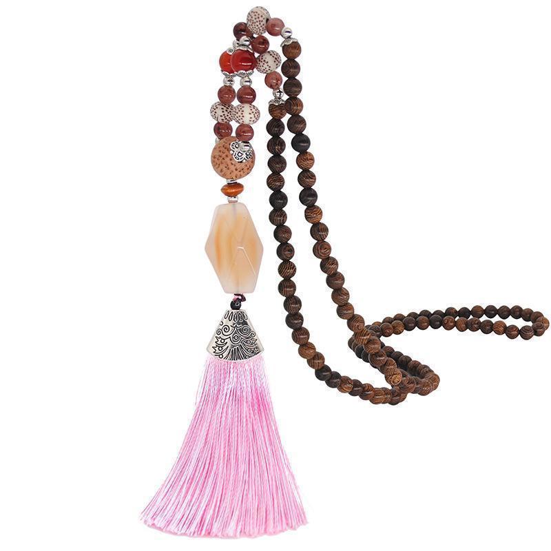 Literary Tassel Necklace Original Beaded Sweater Chain Hemp Cotton Accessories Ethnic Nepal Pendant