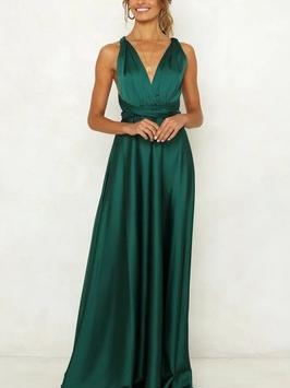 New V-Neck Sexy Halter Solid Color Strap Loose Maxi Dress