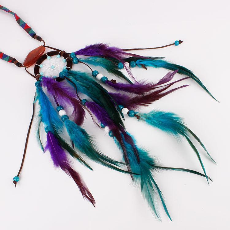 Feather hair band elastic dream catcher national style headwear