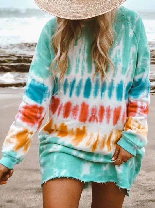 Summer New Tie-dye Printing Casual Women's Mini Dress