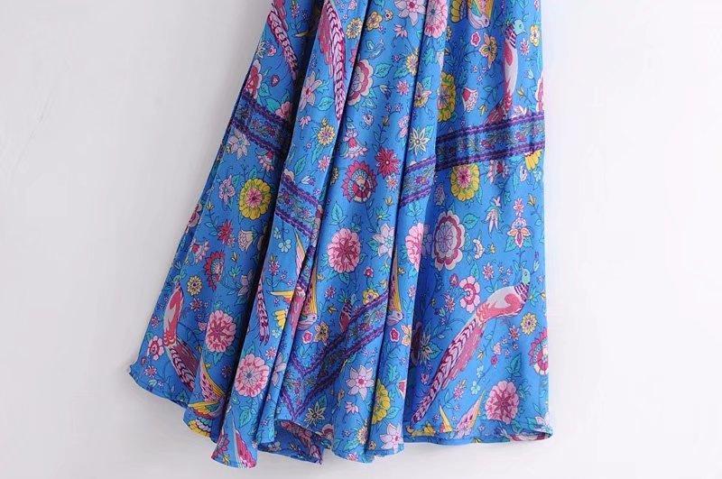 Printed Deep V Neck Tassel Bohemia Beach Maxi Dress