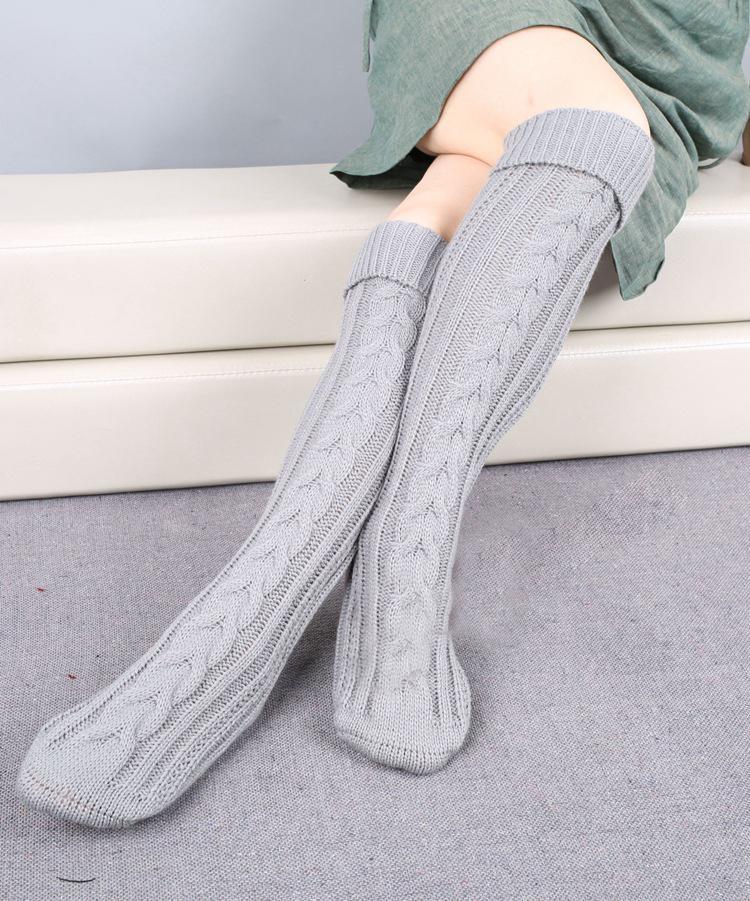 Wool legs leg warp knit Christmas boots over the knee diagonal 8 pattern twist floor socks