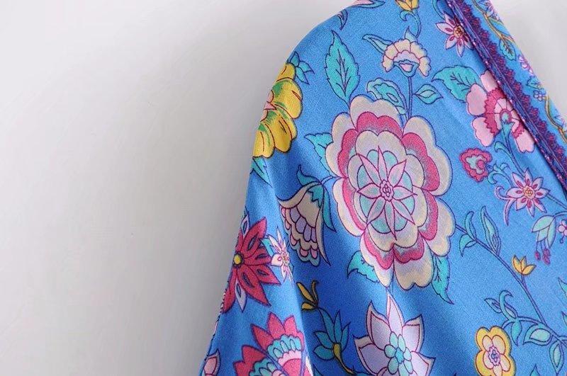 Printed Deep V Neck Tassel Bohemia Beach Maxi Dress