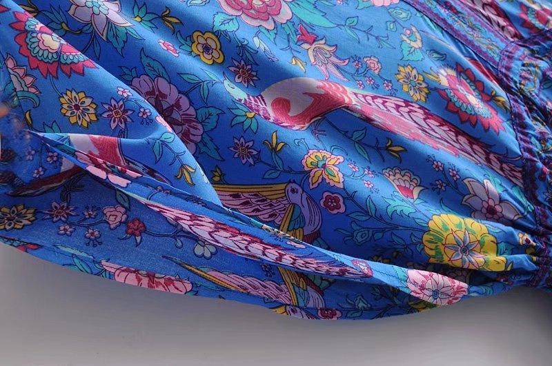 Printed Deep V Neck Tassel Bohemia Beach Maxi Dress