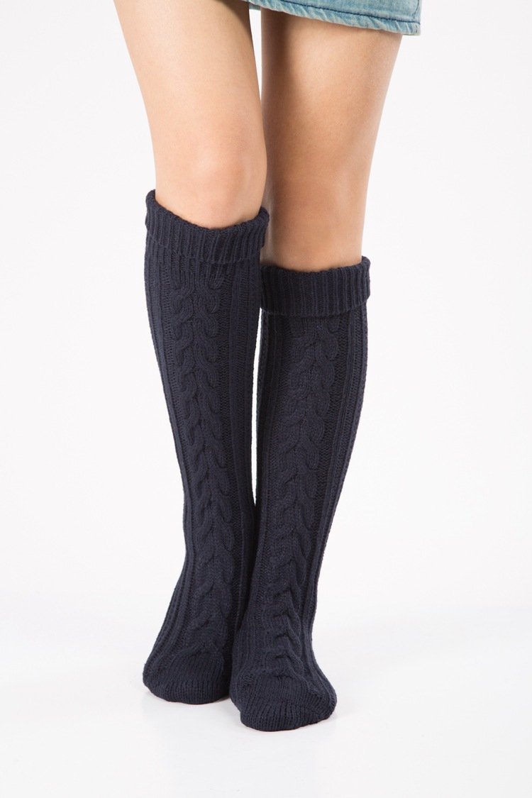 Wool legs leg warp knit Christmas boots over the knee diagonal 8 pattern twist floor socks