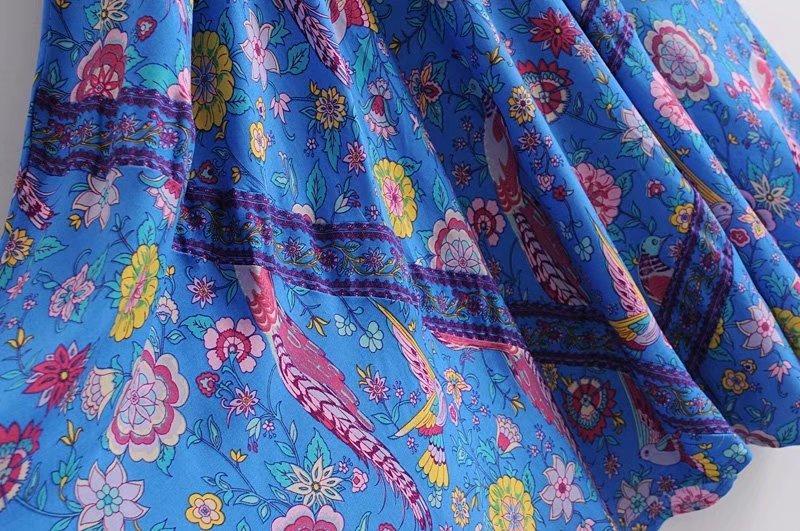 Printed Deep V Neck Tassel Bohemia Beach Maxi Dress