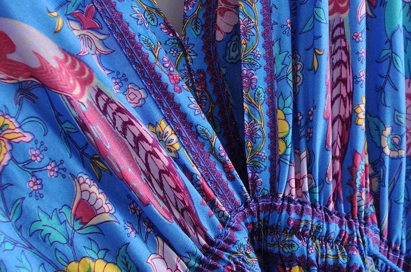 Printed Deep V Neck Tassel Bohemia Beach Maxi Dress