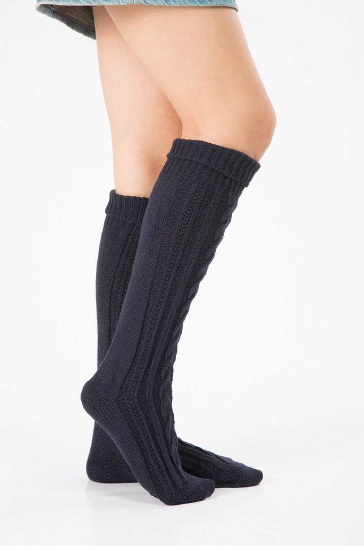 Wool legs leg warp knit Christmas boots over the knee diagonal 8 pattern twist floor socks