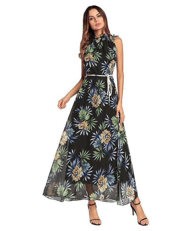 Sexy Printed Sleeveless Bohemia Beach Maxi Dress