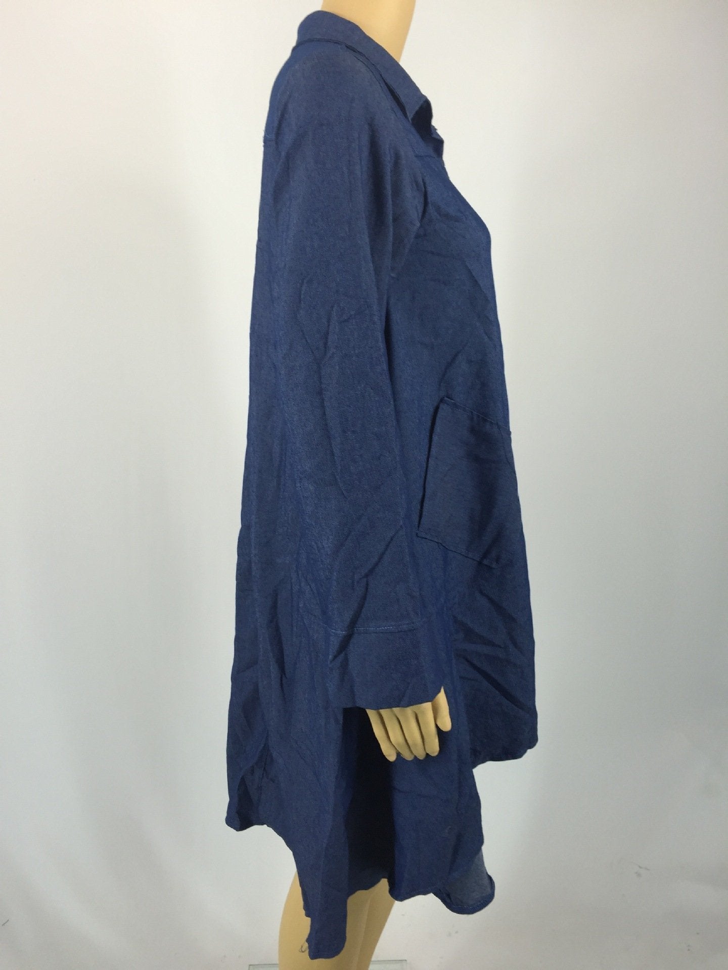 Pocket denim shirt large size women s irregular dress