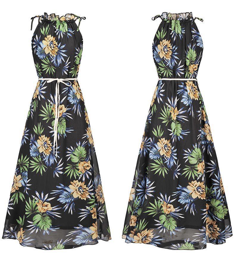 Sexy Printed Sleeveless Bohemia Beach Maxi Dress