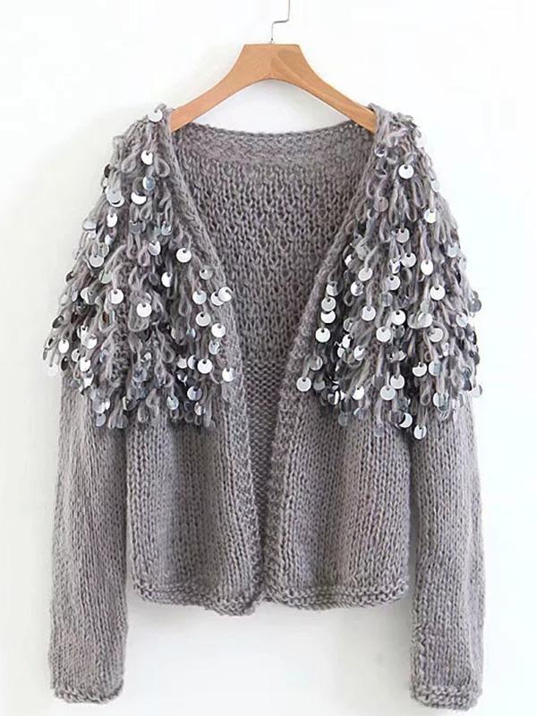 Autumn Winter Tassel Long Sleeve Knit Cardigan Tops