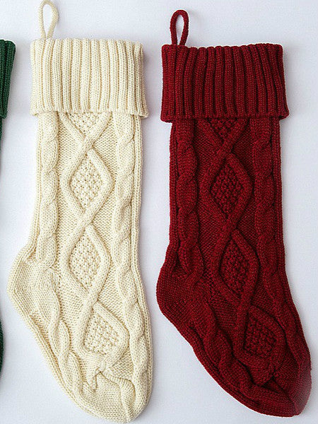 46CM Knitting Wool Home Wall Decoration Candy Bag Socks Set Diamond Gift Bag Socks Hanging Christmas Socks Set