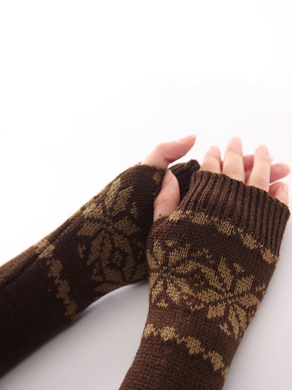 Bohemia Oversleeves Knitted Arm Warm Winter Fingerless Sleevelet Mittens