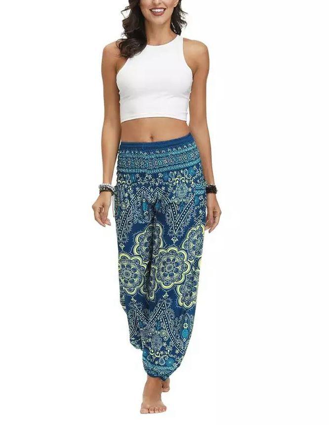 Ethnic print casual loose straight harem pants sports yoga pants