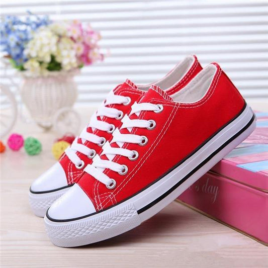 Big Size Canvas Candy Color Lace Up Casual Shoes