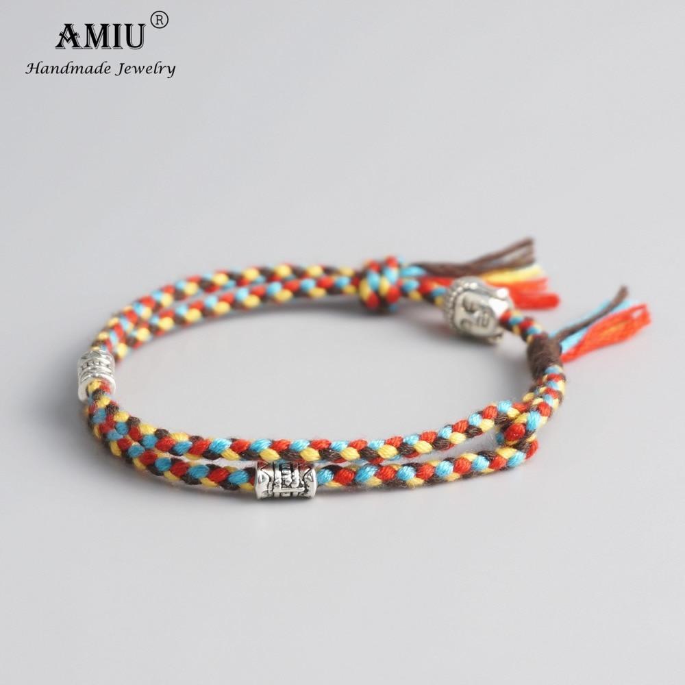 Tibetan Buddhist Lucky Woven Amulet Tibet Cord Bracelets & Bangles For Women Men Handmade Rope Buddha Anklet Bracelet