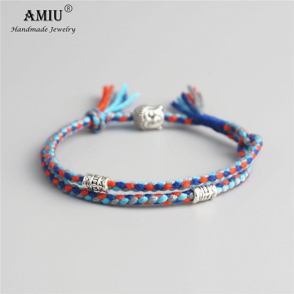 Tibetan Buddhist Lucky Woven Amulet Tibet Cord Bracelets & Bangles For Women Men Handmade Rope Buddha Anklet Bracelet