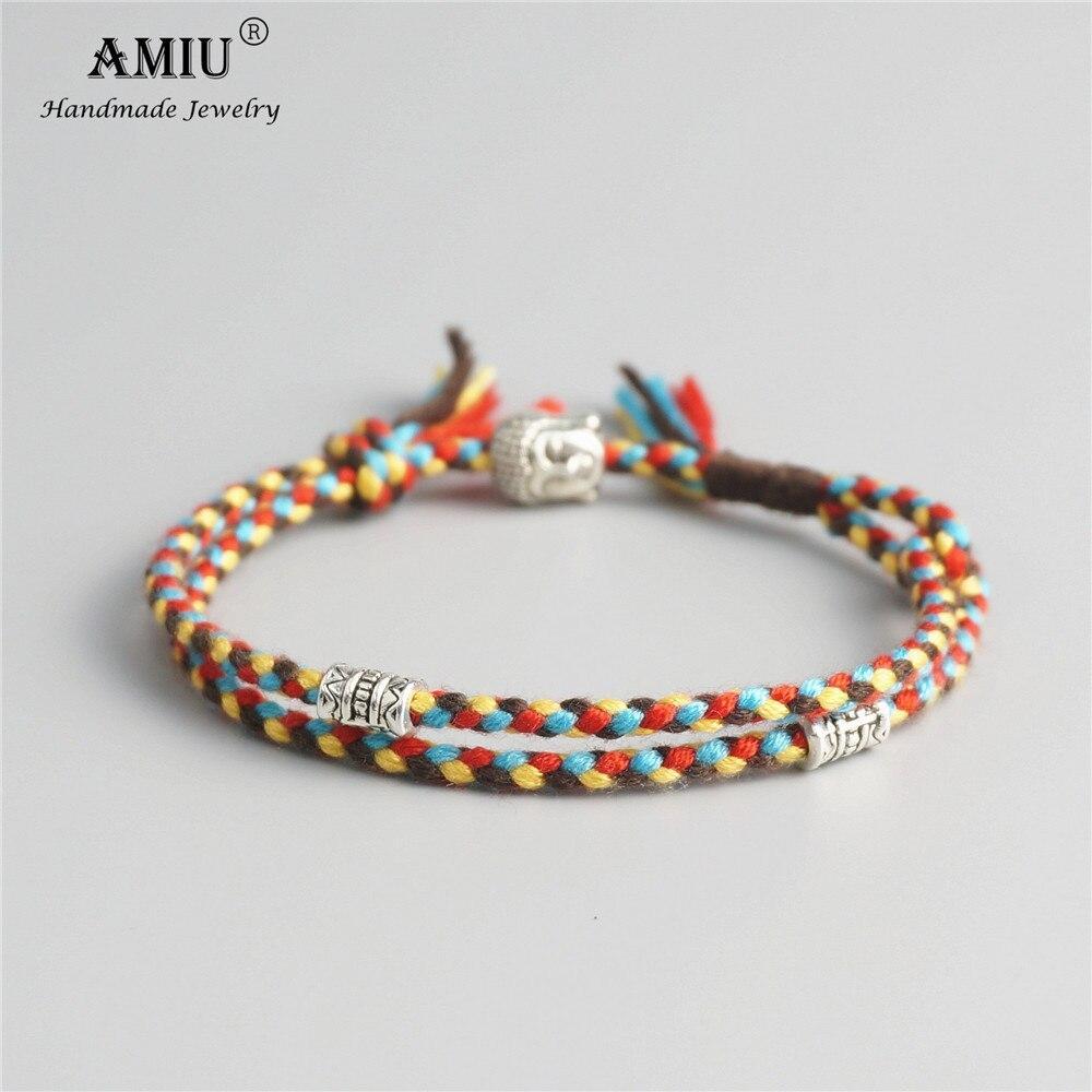 Tibetan Buddhist Lucky Woven Amulet Tibet Cord Bracelets & Bangles For Women Men Handmade Rope Buddha Anklet Bracelet